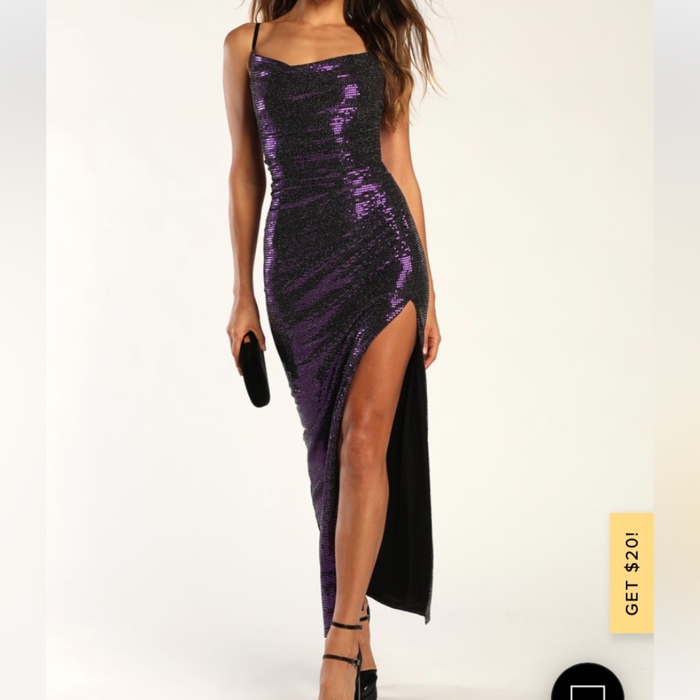 Glow Goals Purple Sequin Maxi Dress